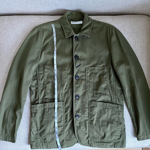 Universal Works Bakers jacket light olive green twill size S - Picture 7 of 8